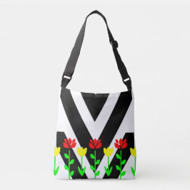 Chevron och blommor Modern blomkonst Totebag Axelväska