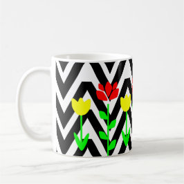 Chevron och Flowers Modern Blommigt Mugg