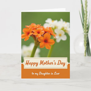 Chevron Orange Blommig Familjekort Kort
