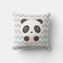 Chevron Panda Heart Cushion Kudde