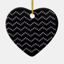 Chevron Pastel Lila Hearts Nero Ceramic Ornament