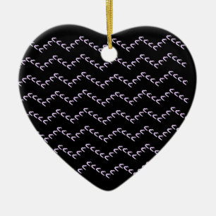 Chevron Pastel Lila Hearts Nero Ceramic Ornament