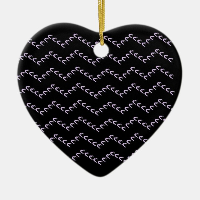 Chevron Pastel Lila Hearts Nero Ceramic Ornament (Framsidan)