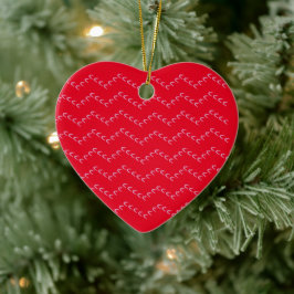 Chevron Pastel Lila Hearts Red Ornament