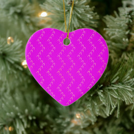 Chevron Pastel Rosa Hearts Fuchsia Ornament