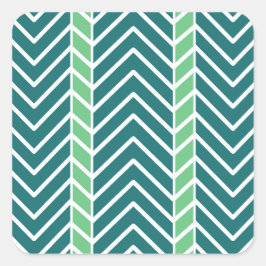 Chevron Pattern Teal Fyrkantigt Klistermärke