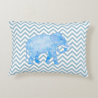 Chevron Patterned Blue Elephant Prydnadskudde