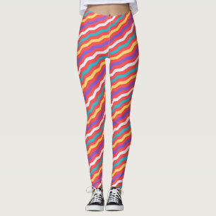 Chevron Peach Gult Minimal Mönster Leggings