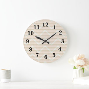Chevron Peach Struktur Decor Stor Klocka