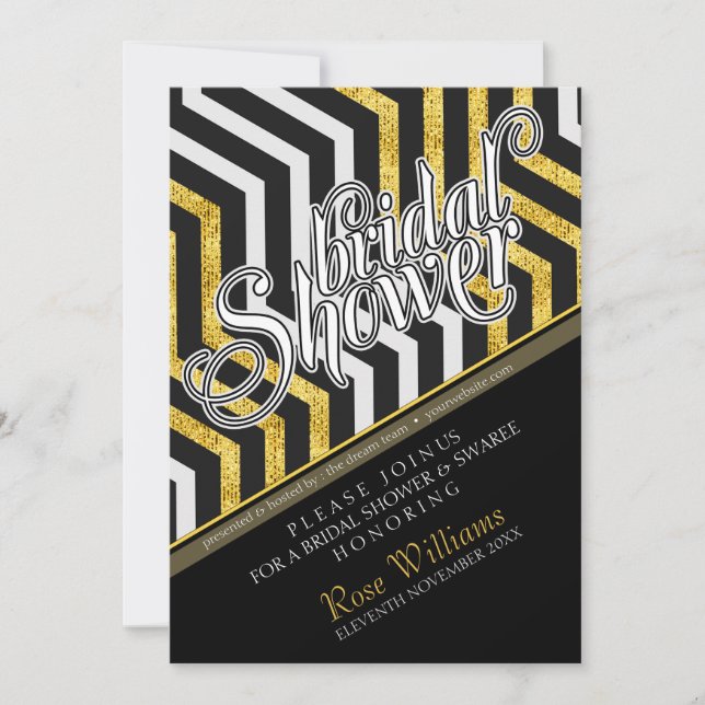 Chevron Perspective Glam Inbjudningskort för möhip (Framsida)