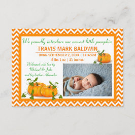 Chevron Photo Pumpkin - 3 x 5 födelsemeddelande Meddelande