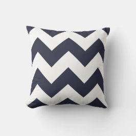 Chevron Pillow med Navy Blue Zigzag Kudde