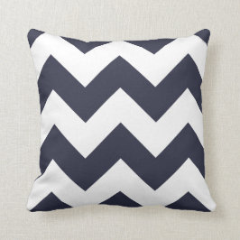 Chevron Pillow med Navy Blue Zigzag Kudde