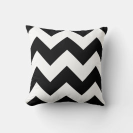 Chevron Pillow med svart och vit Zigzag Kudde