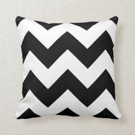 Chevron Pillow med svart och vit Zigzag Kudde