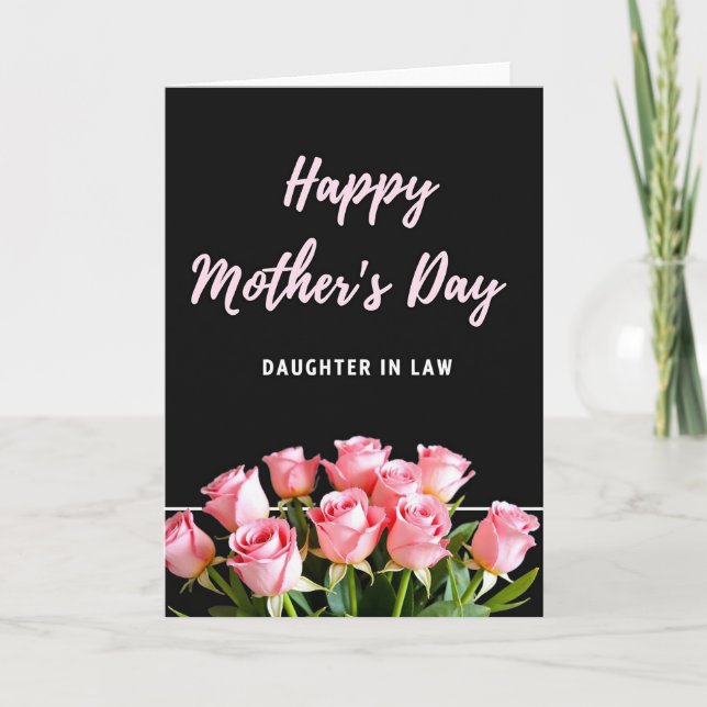 Chevron Pink Rose Floral Card Kort (Framsida)