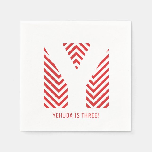 Chevron Print Upsherin Party Napkin Pappersservett (Framsidan)