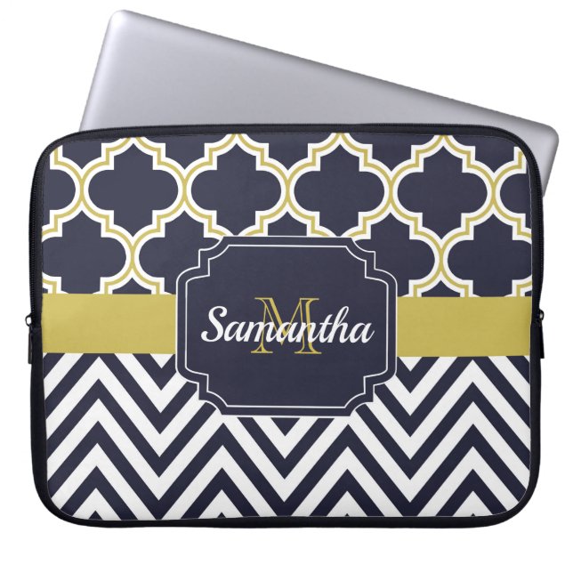 Chevron & Quatrefoil Laptop Fodral (Framsidan)