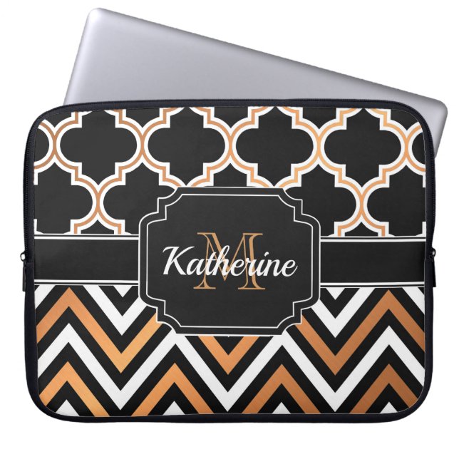 Chevron & Quatrefoil Laptop Fodral (Framsidan)