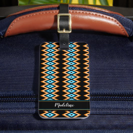 Chevron Radical Vibrant Summer & Custom Name Bagagebricka