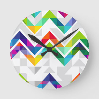 Chevron Rainbow Rund Klocka