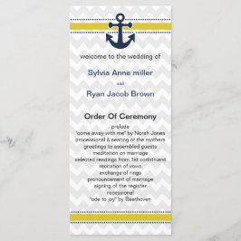 Chevron rand, ankare, nautiskt Bröllopsprogram Program