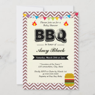 Chevron Rand Baby Shower BBQ Party-inbjudningar Inbjudningar