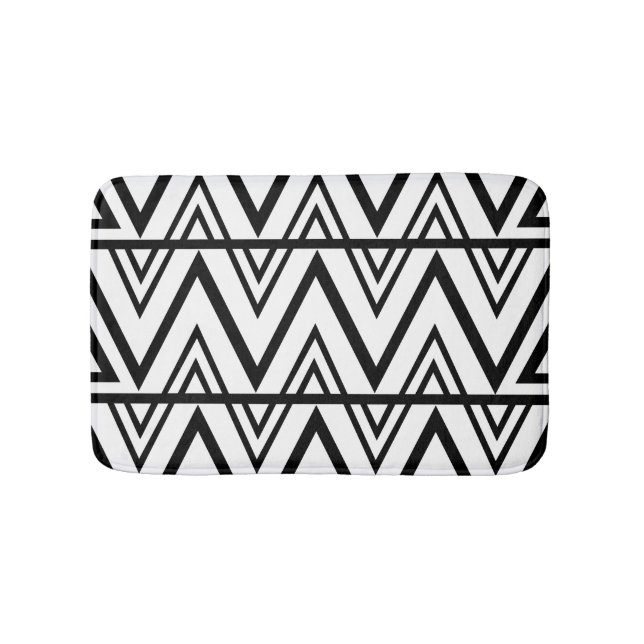 Chevron Rand Black and White Chevron Rand Badrumsmatta (Framsidan)