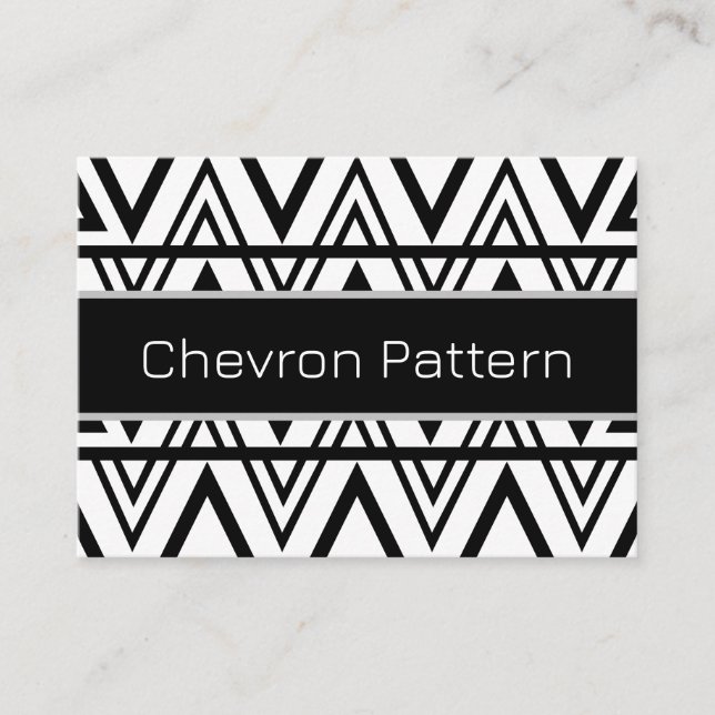 Chevron Rand Black and White Chevron Rand Visitkort (Framsida)