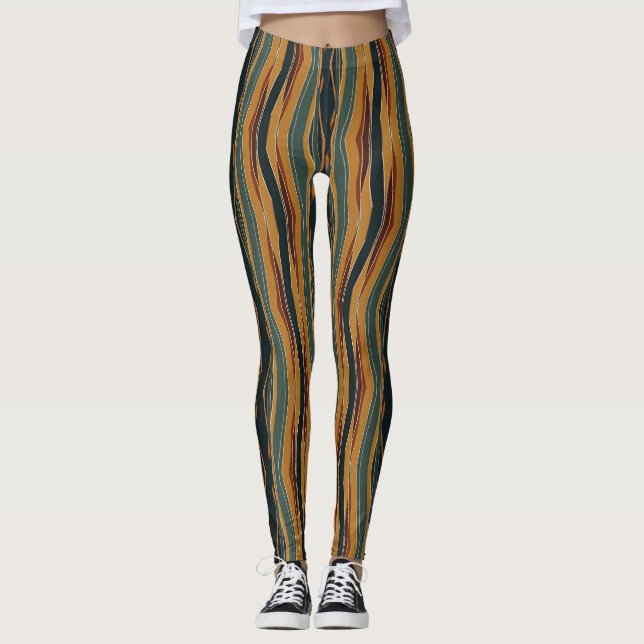 Chevron Rand i Earth Tones Leggings (Framsida)