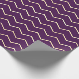 Chevron Rand Line Guld Metallic Lila Violet Presentpapper