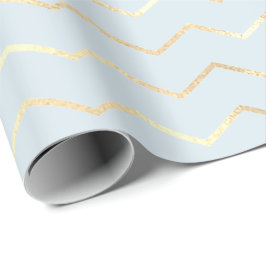 Chevron Rand Linjer Guld Metallic Blue Pastel Presentpapper