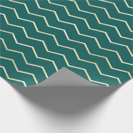 Chevron Rand Linjer Guld Metallic Teal Aquatic Presentpapper