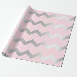 Chevron Rand Linjer Rosa Grått Grått Silver Presentpapper