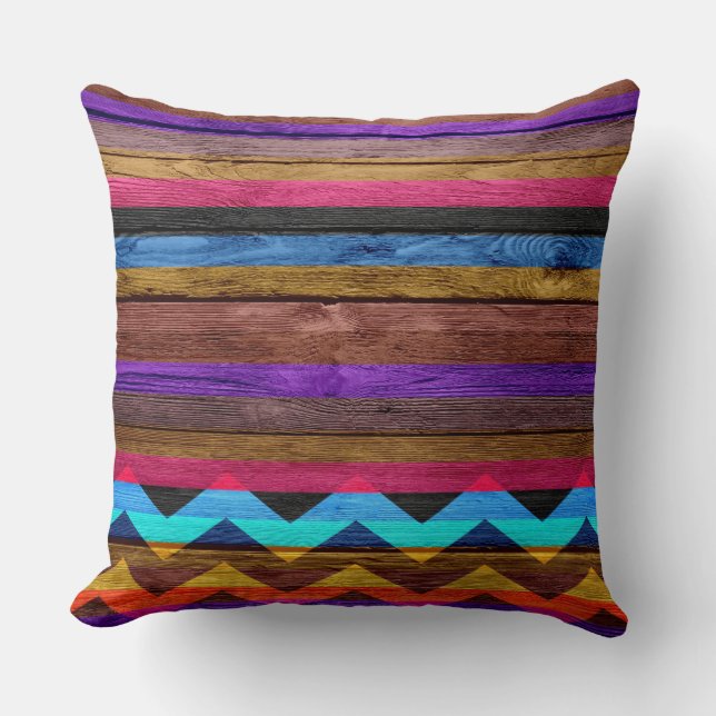 Chevron Rand Modern Wood #9 Kudde (Framsida)