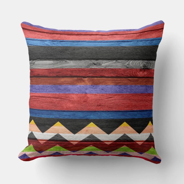Chevron Rand Modern Wood Kudde (Framsida)