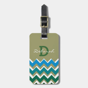 chevron rand & monogram bagagebricka