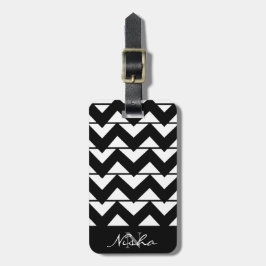 Chevron Rand Monogram Namn Bagagebricka
