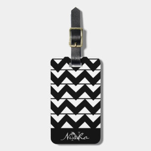 Chevron Rand Monogram Namn Bagagebricka