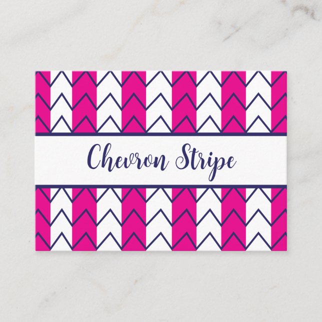 Chevron Rand Rosa och White Geometric Mönster Visitkort (Framsida)