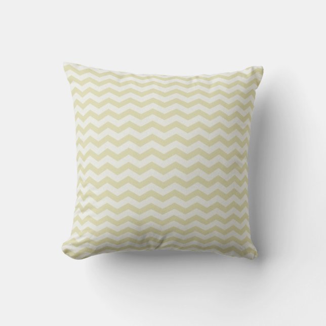 Chevron Rand Tan och White American MOJO Pillow Kudde (Framsida)