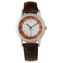 Chevron Red och orange print namn handklocka Armbandsur