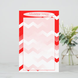 Chevron Red & White Stationery för handskrift