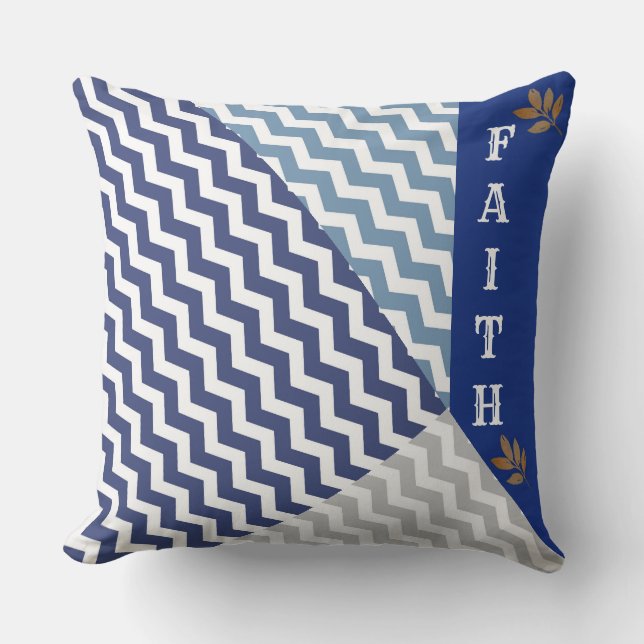 Chevron Reversible "Faith" Decorative Pillow Kudde (Framsida)