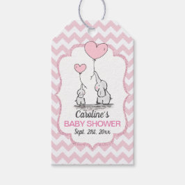 Chevron Rosa Elephant Baby Shower Tack Presentetikett