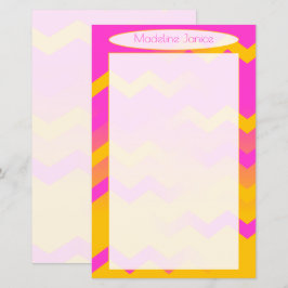 Chevron Rosa & Orange Pappersvaror för Handskrivni