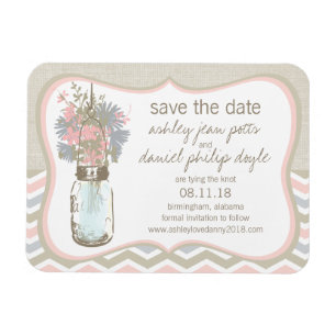 Chevron Rustic Chic Mason Burk Spara datumet Magnet