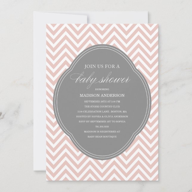 CHEVRON SHOWER| BABY SHOWER INVITATIONS INBJUDNINGAR (Framsida)