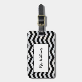 Chevron Silver, fru Luggage Tag Bagagebricka