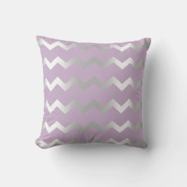 Chevron Silver Grått Grått Rand Linjer Lavender Kudde
